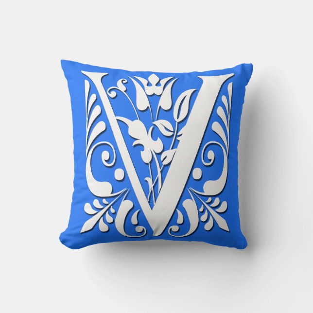 V Anfangsbuchstabe Monogramm - Kissen (Vorderseite)