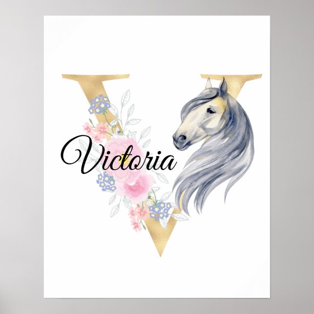 V Buchstabe personalisierte Bezeichnung Monogramm  Poster (Vorne)