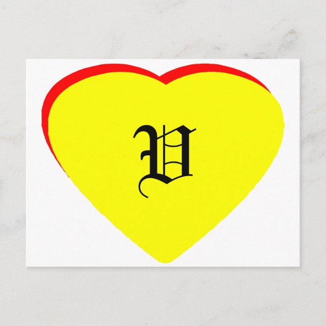"V" Coeur Jaune Rouge Faire-part de mariage Le MUS (Devant)