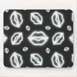 V-Day White Neon Hearts Mousepad