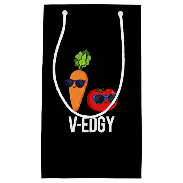 V-Edgy Funny Veggie Pun Dark BG Kleine Geschenktüte (Vorderseite)