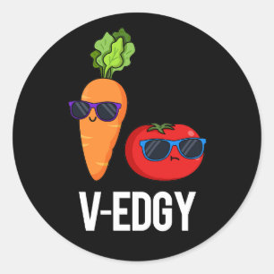 V-Edgy Funny Veggie Pun Dark BG Runder Aufkleber
