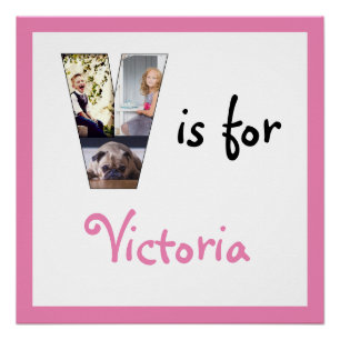 V est pour Name Pink Photo Poster