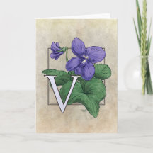 V für Veilchen-Blumen-Monogramm
