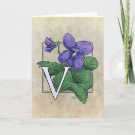 V für Veilchen-Blumen-Monogramm