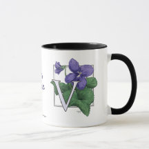 V für Veilchen-Blumen-Monogramm