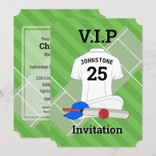 V.I.P Cricket Birthday Party Einladung
