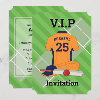 V.I.P Cricket (orange) Geburtstagspartei Einladung