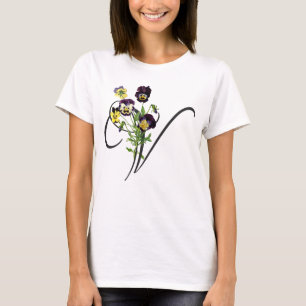 V initial avec T-shirt Violas Vintage
