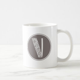 V Initiale florale Monogramm Kaffeetasse