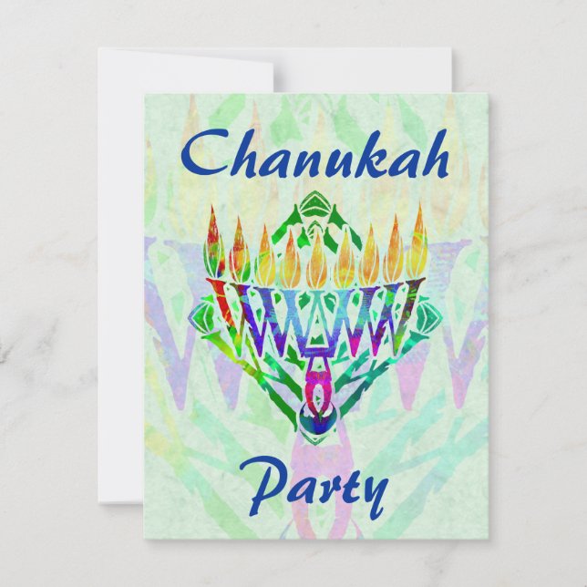 V invitations de partie de Menorah Chanukah (Devant)