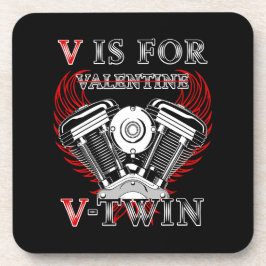 V is for Valentine, V-Twin Motorcycle. Biker Getränkeuntersetzer
