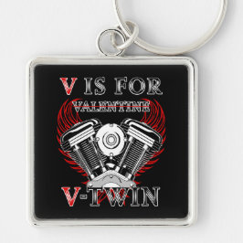V is for Valentine, V-Twin Motorcycle. Biker Schlüsselanhänger