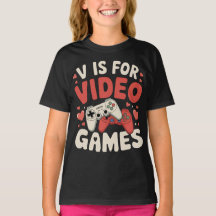 V is for video Games Funny Valentinstag Gamer