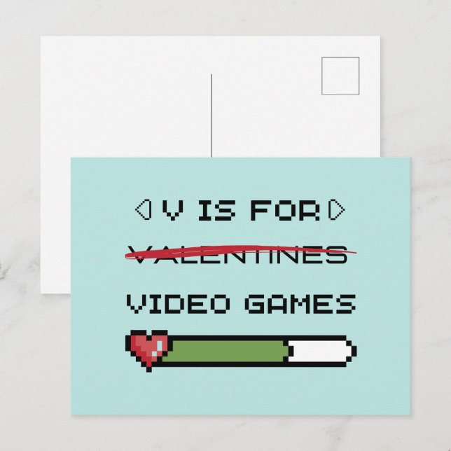 V is for Video Games Postkarte (Vorne/Hinten)