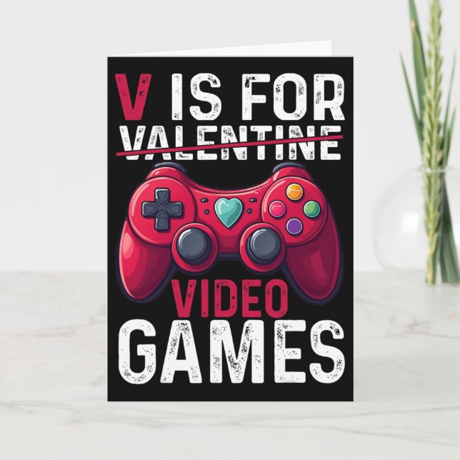 V Is For Video Games Valentine Gamer Valentines Da Karte (Vorderseite)