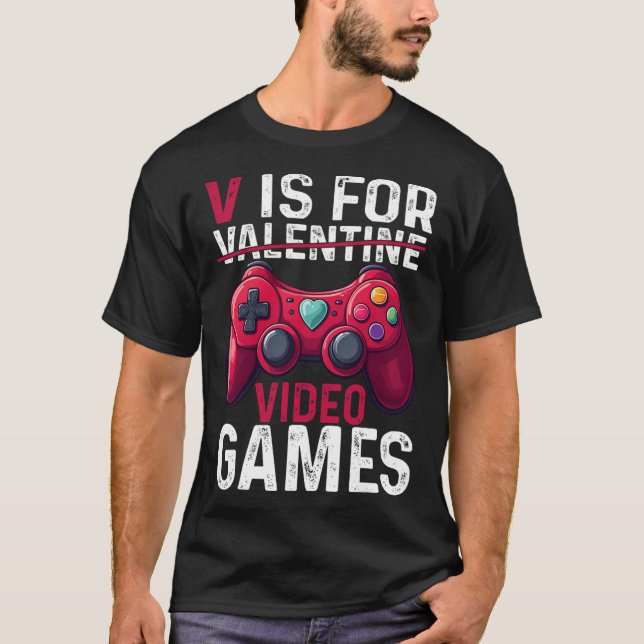 V Is For Video Games Valentine Gamer Valentines Da T-Shirt (Vorderseite)