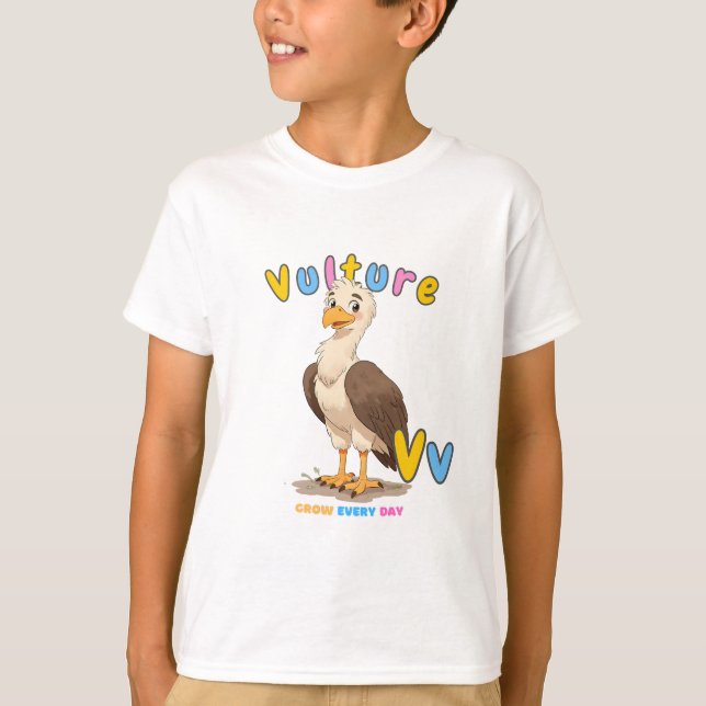 “V is for Vulture” Alphabet Tee – Grow Every Day (Vorderseite)