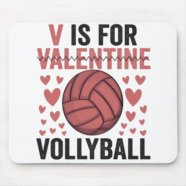 V ist für Valentine Funny Volleyball Sport Liebhab Mousepad (Vorne)