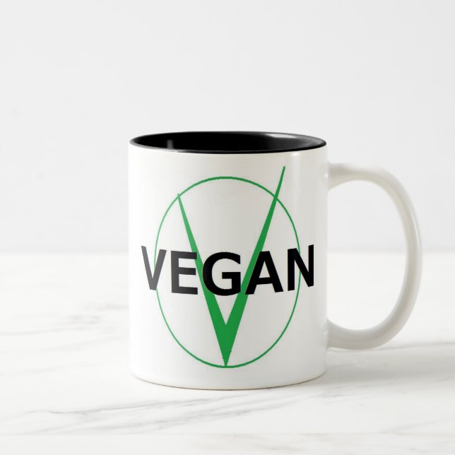V ist für vegane coffie Schale Zweifarbige Tasse (Rechts)