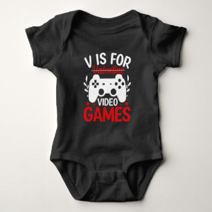 V ist für Videospiele mit Valentine Crossed Out Baby Strampler