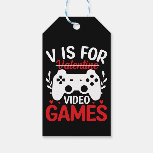 V ist für Videospiele mit Valentine Crossed Out Geschenkanhänger (Vorderseite)