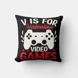V ist für Videospiele mit Valentine Crossed Out Kissen