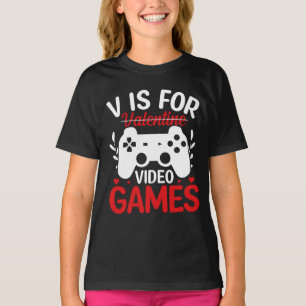V ist für Videospiele mit Valentine Crossed Out T-Shirt