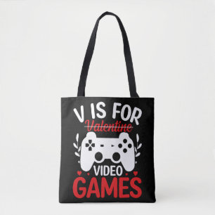 V ist für Videospiele mit Valentine Crossed Out Tasche