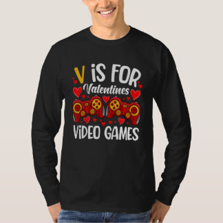 V ist für Videospiele Valentinstag Gamer Männer Te T-Shirt
