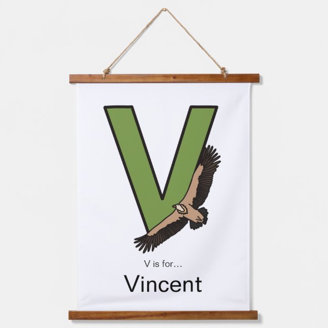 V ist für... wandteppich mit holzrahmen (Vorderseite)
