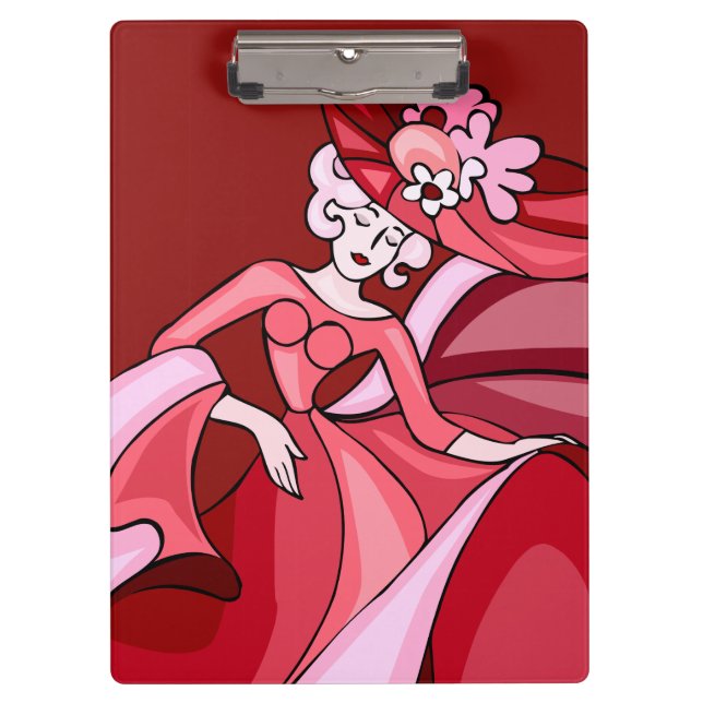 V Lady in Red Clipboard Klemmbrett (Vorderseite)
