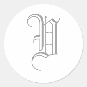 V Letter Monogram Sticker Grau Altes Englisch