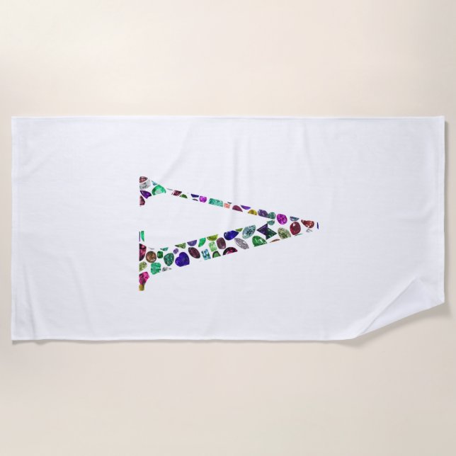 V Letter Monogram Strandtuch (Vorderseite)
