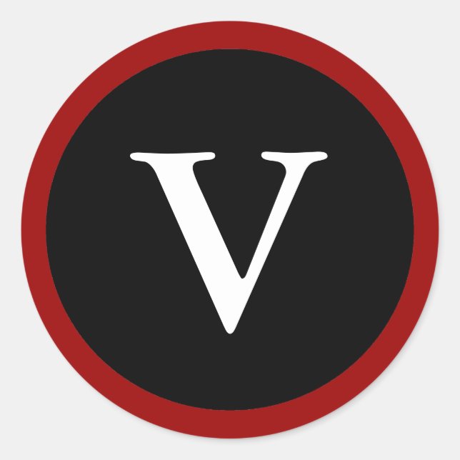 V : Lettre V initiale V Stickers rouge, blanc et n (Devant)