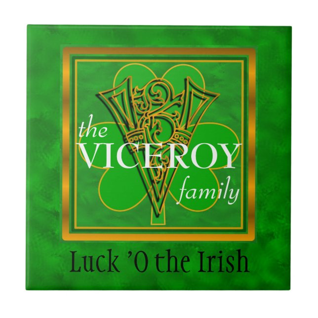 V "Luck of the Irish" Family Custom Monogram Tile Fliese (Vorderseite)
