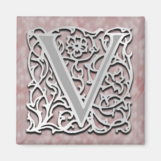 V Magnet Carré Monogramme 'Pierre d'Argent' 2" (Devant)