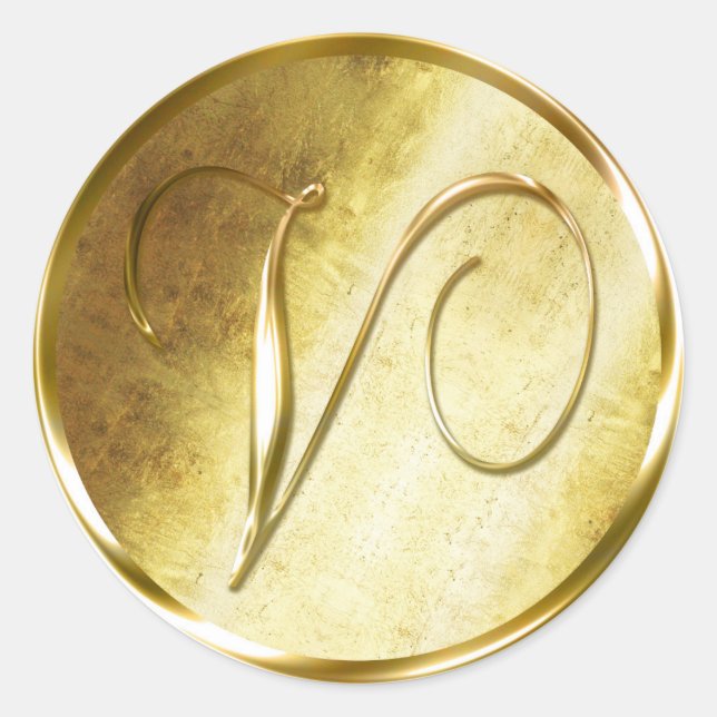 V Monogram Imitate Gold Umschlag Aufkleber Sticker (Vorderseite)