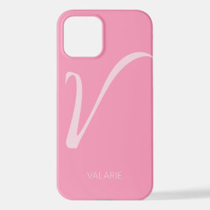 V Monogram Personalisiert Pink iPhone Case iPhone 12 Hülle