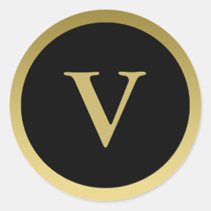 V :: Monogram V Elegant Gold et Black Sticker