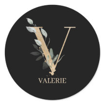 V Monogramm Floral Personalisiert