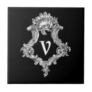 V Monogramm Initiale Fliese