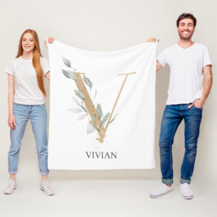 V Monogramme Floral Couverture en polaire personna