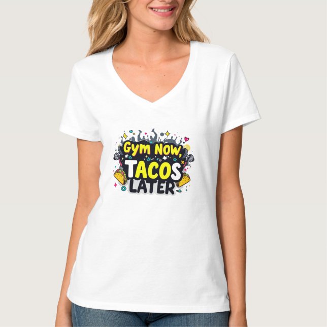 V-Neck-T - Shirt für Frauen - Workout Quote T-Shir (Vorderseite)