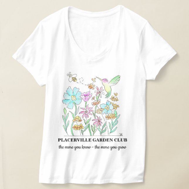 V-neck T-shirt with Garden Design (Ablage )