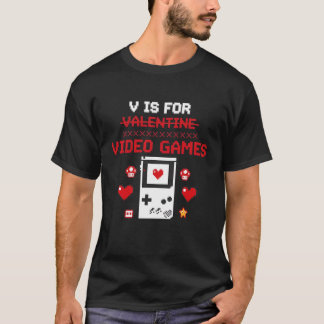 V steht für Videospiele | Retro-Pixel-Art-Gamer-Va T-Shirt