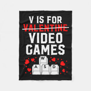 V steht für Videospiele Wasd PC-Gamer Valentinstag Fleecedecke
