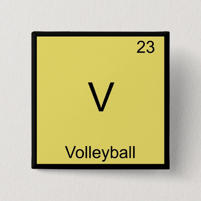 V - T-Shirt "Volleyball Funny Chemistry Element" Button (Vorderseite)