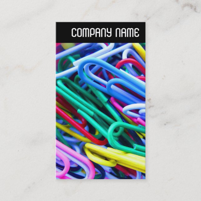 V Überschrift - Farbige Paperclips Visitenkarte (Vorderseite)