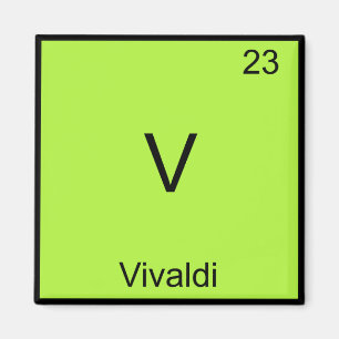 V - Vivaldi Lustiges Chemie-Element-Symbol T-Shirt Magnet